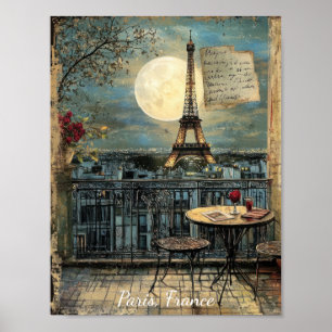 Anpassad Vintage Paris Eiffeltornet Romantisk Kons Poster