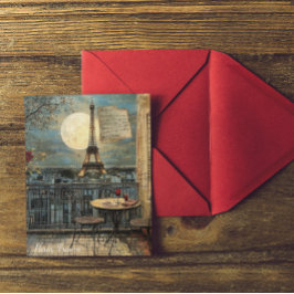 Anpassad Vintage Paris Eiffeltornet Romantisk Kons Vykort