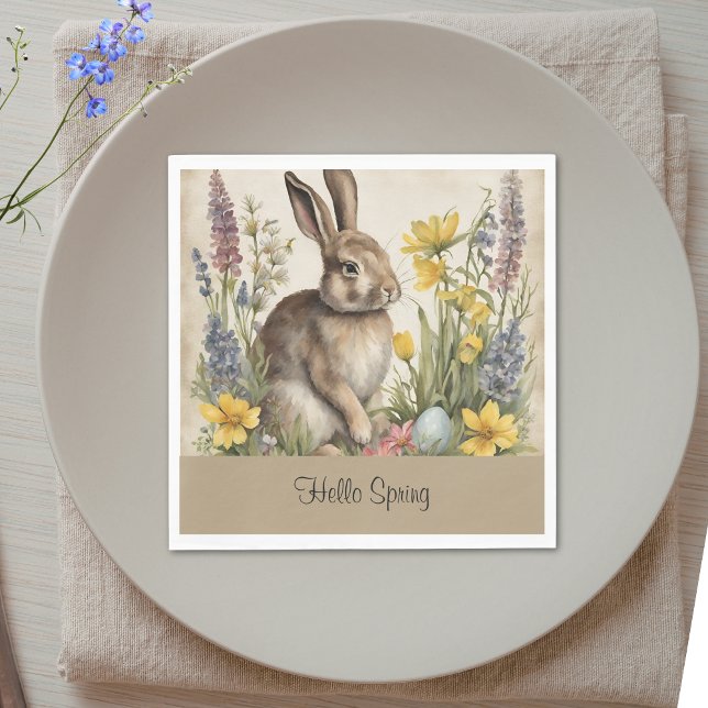 Anpassad Vintage Påskharen Ägg Blommig Pappersservett (Skapare uppladdad)