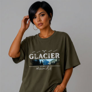 Anpassad Vintage Pinselstroke Glacier National Par T Shirt