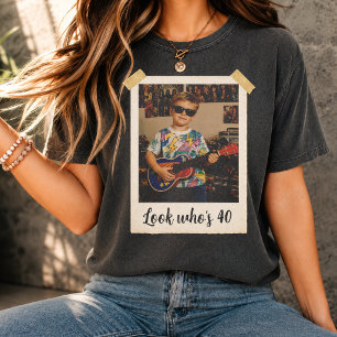 Anpassad vintage polaroid födelsedagspresent med e t shirt