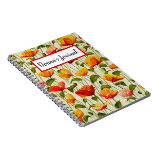Anpassad. Vintage. Poppies. Anteckningsbok