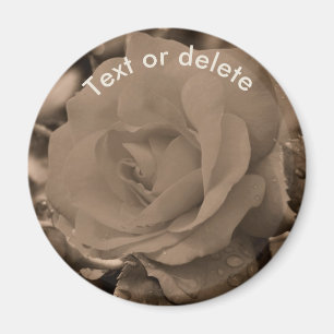 Anpassad Vintage Sepia Rosblomma Magnet