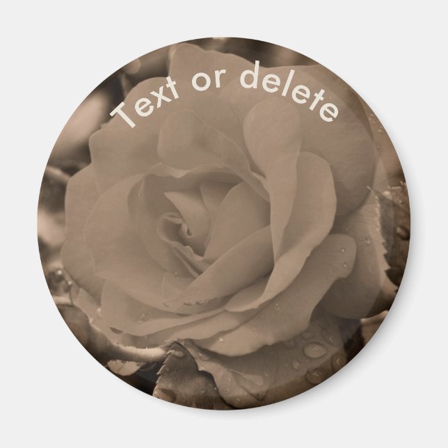Anpassad Vintage Sepia Rosblomma Magnet (Framsidan)