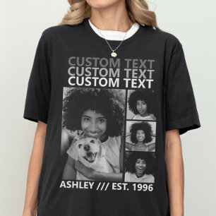 Anpassad Vintage Skapa Din Egen 4 Fotos Collage T Shirt