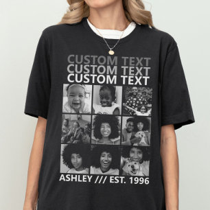 Anpassad Vintage Skapa Din Egen 9 Fotosammanställn T Shirt
