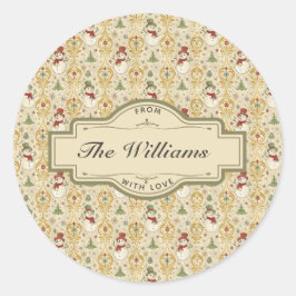 Anpassad vintage-snubbe & julgran runt klistermärke