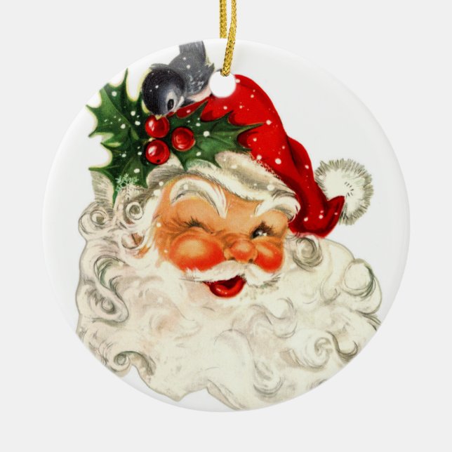 Anpassad Vintage Tomte Träd Julgransprydnad Keramik (Framsidan)