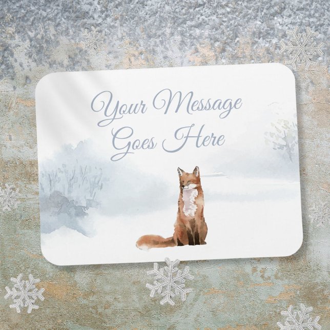 Anpassad Vinter Skog Räv Julhelg Magnet (Custom Winter Woodland Fox Christmas Holidays Magnet)