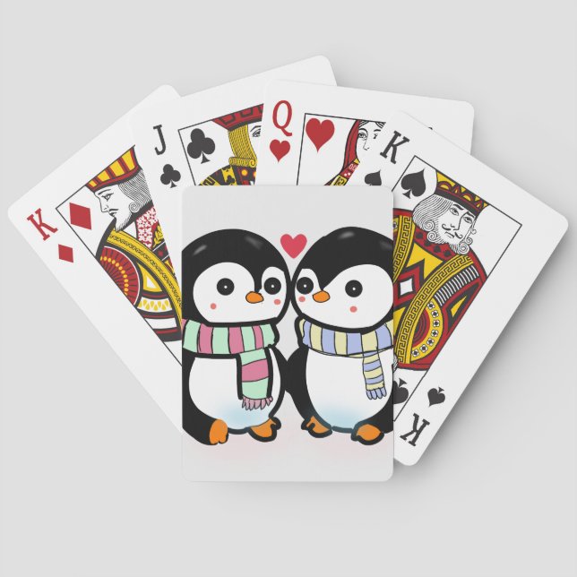 Anpassad vinterpingvin kärlek casinokort (Baksidan)