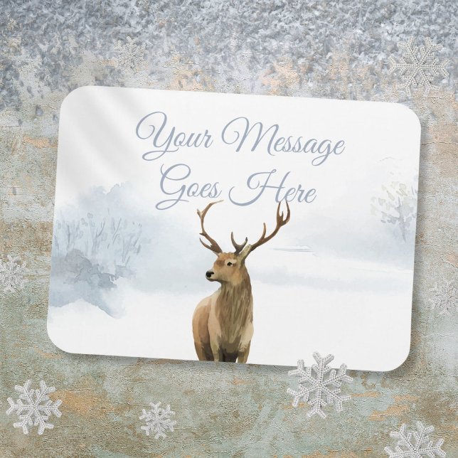 Anpassad vinterskog med hjort julfirande magnet (Custom Winter Woodland Stag Christmas Holidays Magnet)