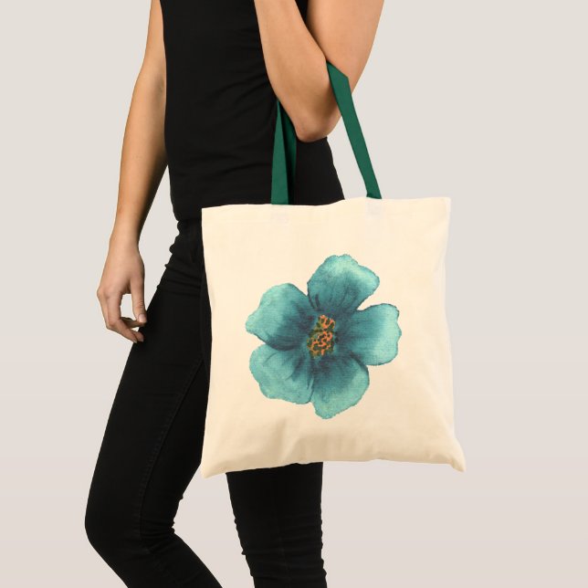 Anpassad vit akvarellblomma Totebag med eget varum Tygkasse (Framsida (produkt))