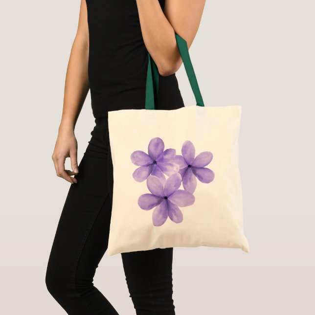 Anpassad vit akvarellblomma-toteväska med eget var tygkasse (Framsida (produkt))