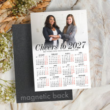 Anpassad vit kalender 2027 Magnetkort med eget fot