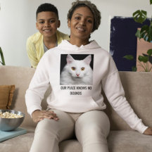 Anpassad vit kattaska och svart text husdjur foto