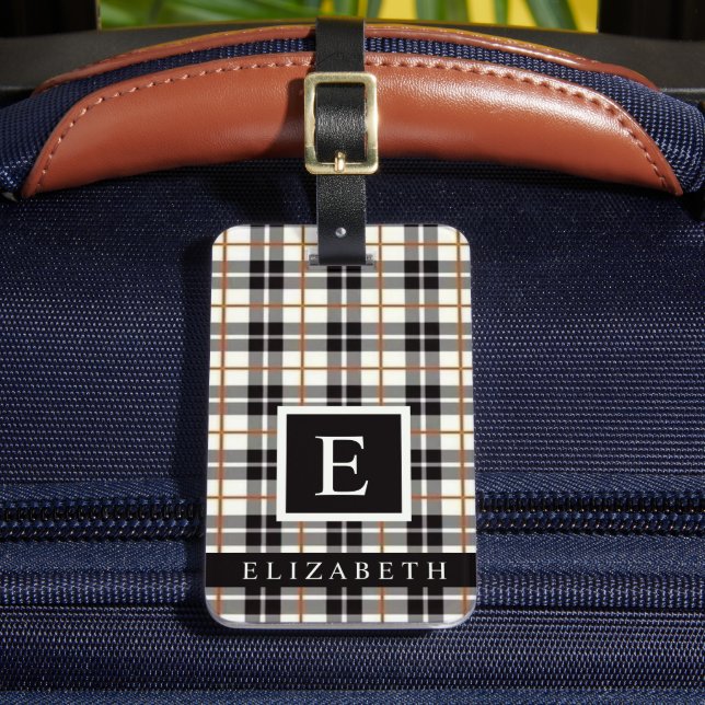 Anpassad vit svart Grått Red Checkered Mönster Bagagebricka (Framsida Insitu 2)