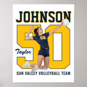 Anpassad volleybollspelare med eget foto för sport poster