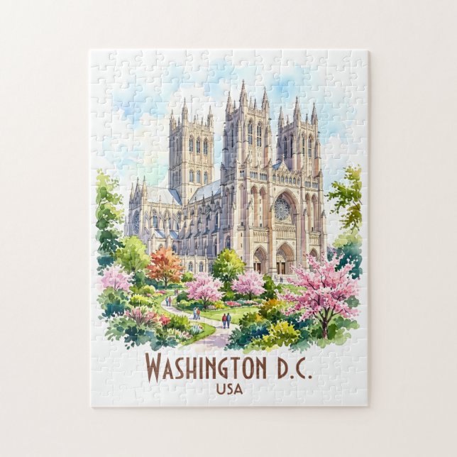 Anpassad Washington-katedral religiös akvarell Pussel (Vertikal)