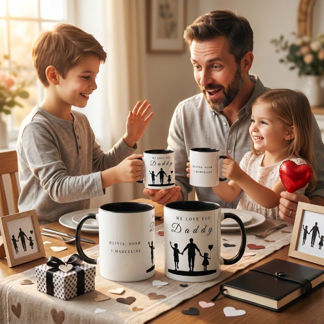 Anpassad “We Love You Daddy” Silhuettkonst Mugg (Skapare uppladdad)