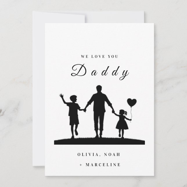 Anpassad “We Love You Daddy” Silhuettkonst Spara Datumet (Framsida)