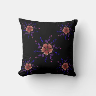 Anpassad Whimsical Koppar och Lila Folkkonst Blomm Kudde