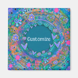Anpassad Whimsical Söt Blue-Blommigt Magnet
