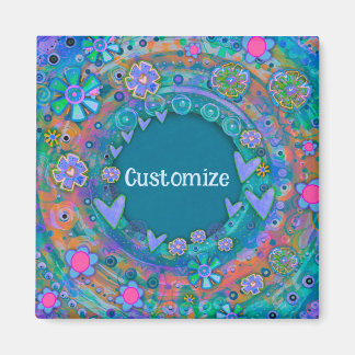 Anpassad Whimsical Söt Blue-Blommigt Magnet