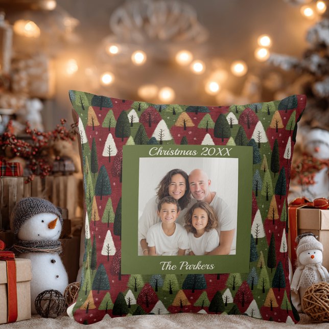 Anpassad Whimsical Texturerad Familjefoto Jul Kudde (Skapare uppladdad)