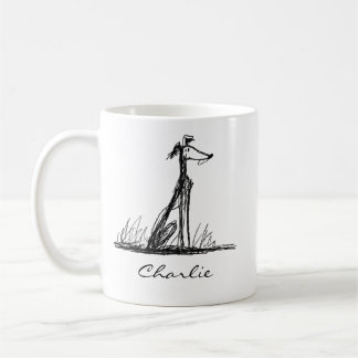 Anpassad Whippet Hund Minimalistisk Linje Konst Sk Kaffemugg