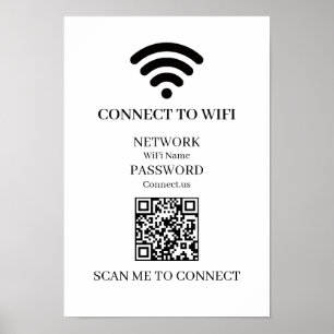 Anpassad WiFi QR   Enkel Nätverks Scan Display Poster