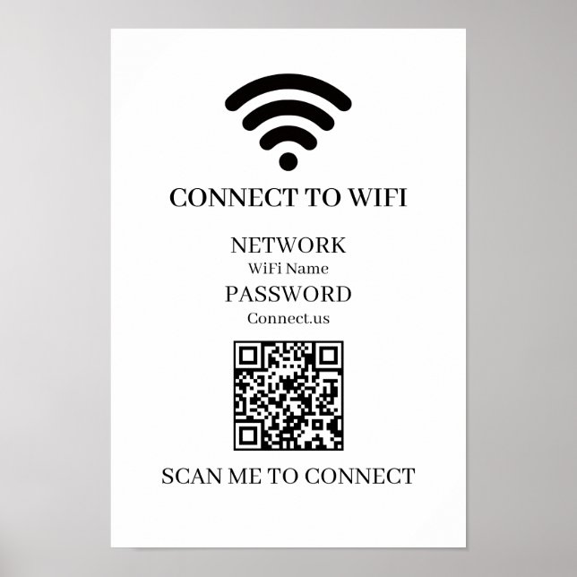 Anpassad WiFi QR | Enkel Nätverks Scan Display Poster (Framsidan)