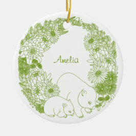 Anpassad Wombat Jul Grön Julgransprydnad Keramik