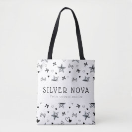 Anpassad Y2K Mörk Coquette Silver Stjärna Svart Ba Tygkasse