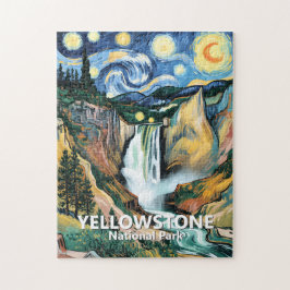 Anpassad Yellowstone Lower Falls Van Gogh Färgrik Pussel