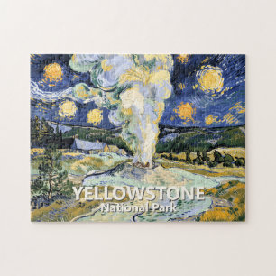 Anpassad Yellowstone Old Faithful Geyser Konst Vin Pussel