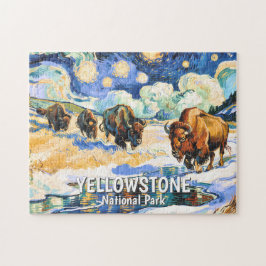 Anpassad Yellowstone Vilda Buffel Levande Natur Pussel