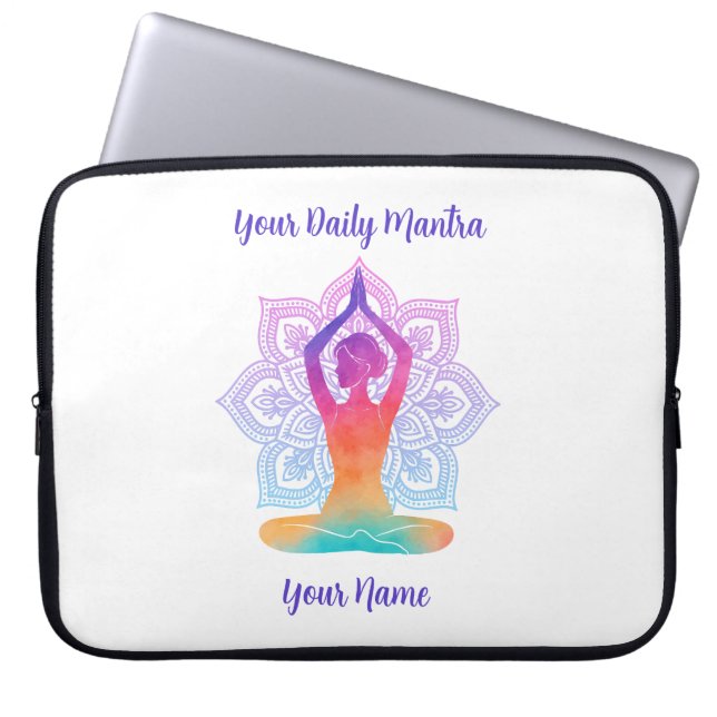 Anpassad yogadatorsfodral med namn och mantra laptop fodral (Framsidan)