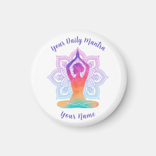 Anpassad yogamagnet med namn och mantra magnet (Framsidan)