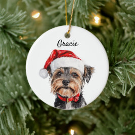 Anpassad Yorkshire Terrier Hund Julgransprydnad Keramik