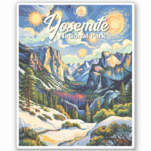 Anpassad Yosemite Tunnel View Vinter Van Gogh-stil Klistermärken