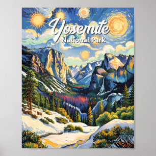 Anpassad Yosemite Tunnel View Vinter Van Gogh Stil Poster