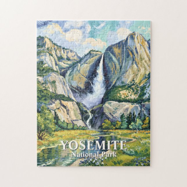 Anpassad Yosemite Vintage Bridalveil Fall Färgrik Pussel (Vertikal)