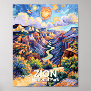 Anpassad Zion National Park Canyon Solnedgång Färg Poster