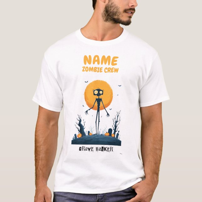 Anpassad Zombie Crew Halloween T-shirt (Framsida)