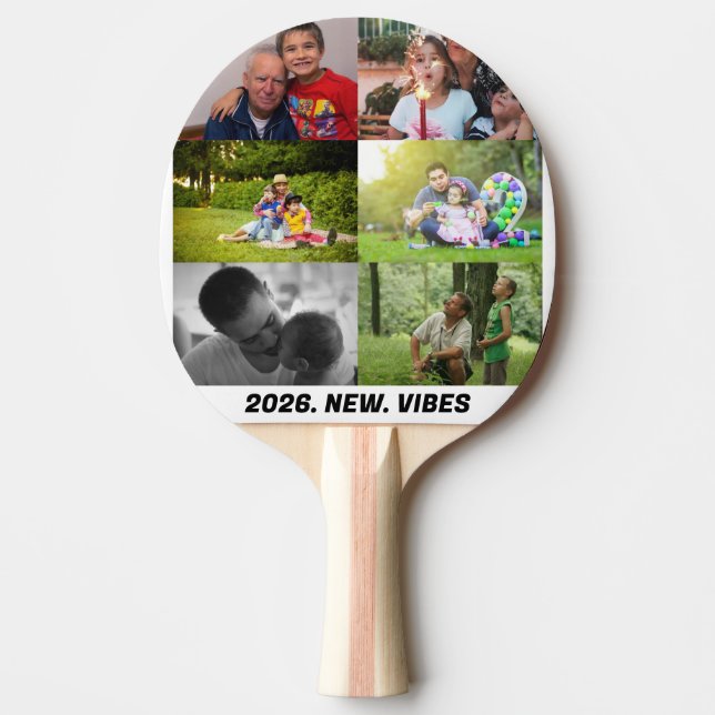 Anpassade 2026 vibbar 6 fotokollage  pingisracket (Framsidan)