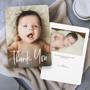 Anpassade 2 bilder Modern handstils Baby Shower Tack Kort