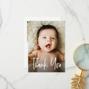 Anpassade 2 bilder Modern handstils Baby Shower Tack Kort
