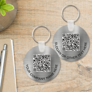 Anpassade 2 QR-koder Kampanj Silver Nyckelring