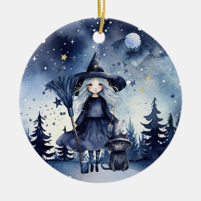 Anpassade 2-sidig vattenfärg Halloween Ornament (Framsidan)