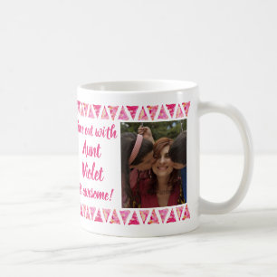 Anpassade 3 bilder & text - Rosa akvarellkanter Kaffemugg
